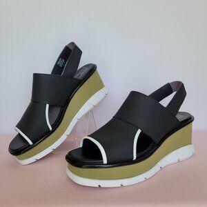 SOREL Joanie III Slingback Wedge Sandals -Black, Olive Shade--Women’s Size 9.5⭐